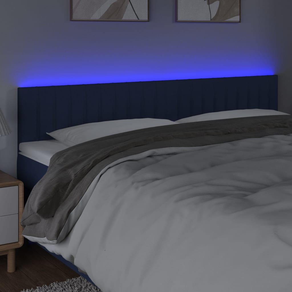 Tête de lit à LED Bleu 160x5x78/88 cm Tissu - XIOS