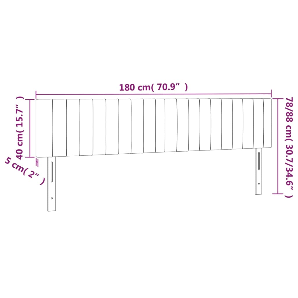 Tête de lit à LED Gris clair 180x5x78/88 cm Tissu - XIOS