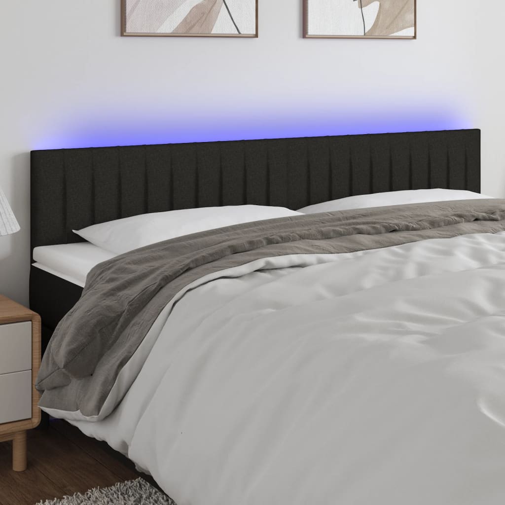 Tête de lit à LED Noir 200x5x78/88 cm Tissu - XIOS
