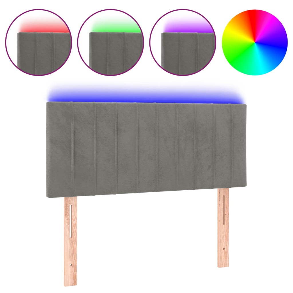 Tête de lit à LED Gris clair 90x5x78/88 cm Velours - XIOS