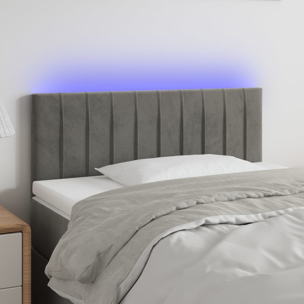Tête de lit à LED Gris clair 90x5x78/88 cm Velours - XIOS
