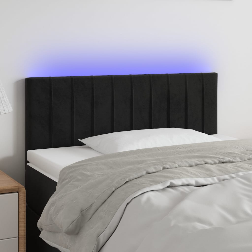 Tête de lit à LED Noir 100x5x78/88 cm Velours - XIOS