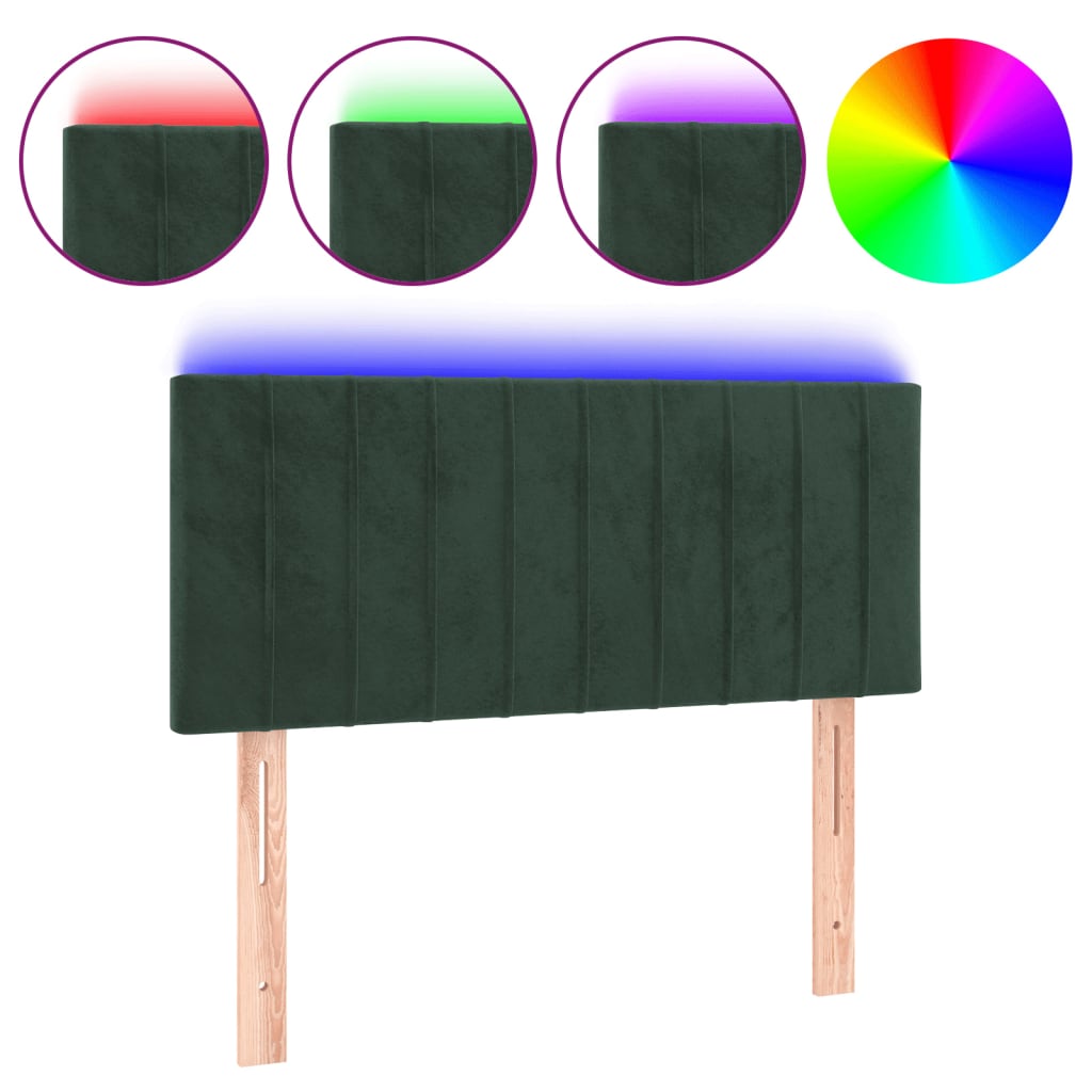 Tête de lit à LED Vert foncé 100x5x78/88 cm Velours - XIOS