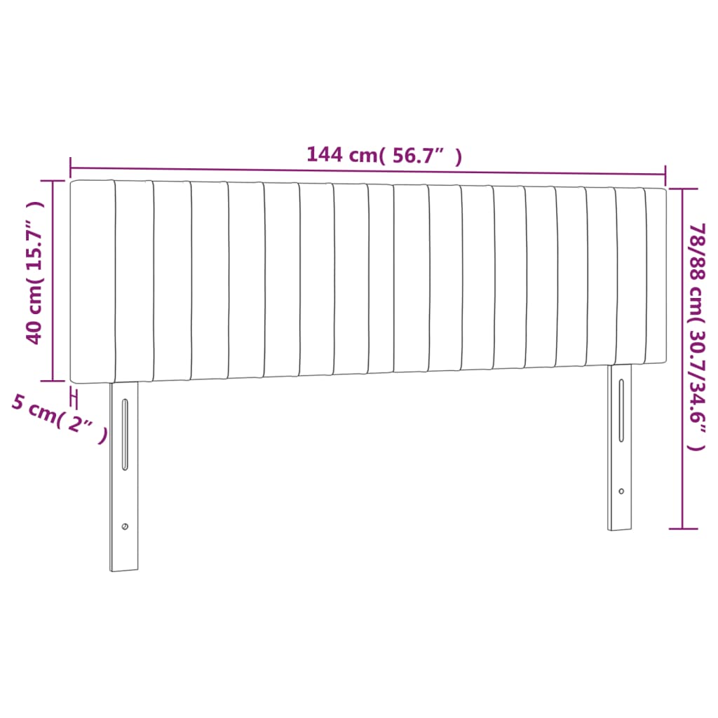 Tête de lit à LED Gris foncé 144x5x78/88 cm Velours - XIOS
