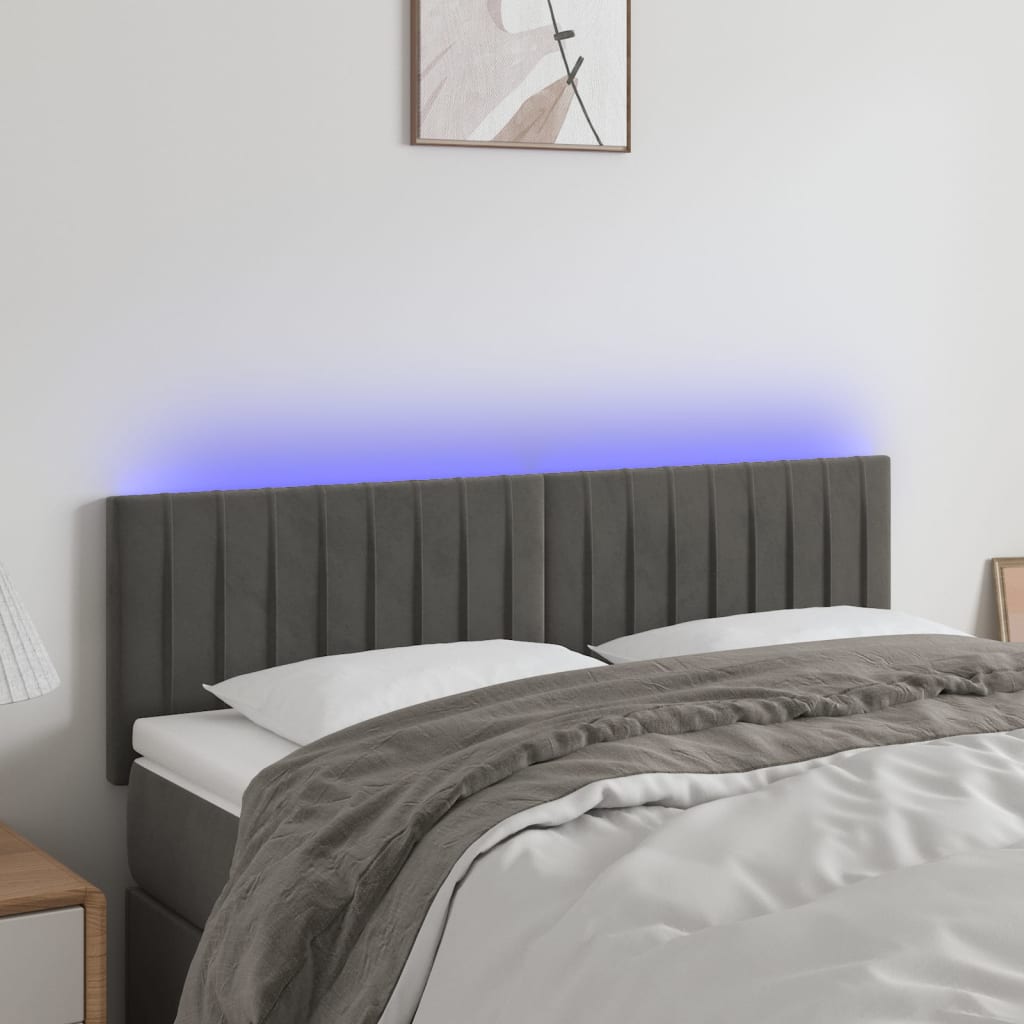 Tête de lit à LED Gris foncé 144x5x78/88 cm Velours - XIOS