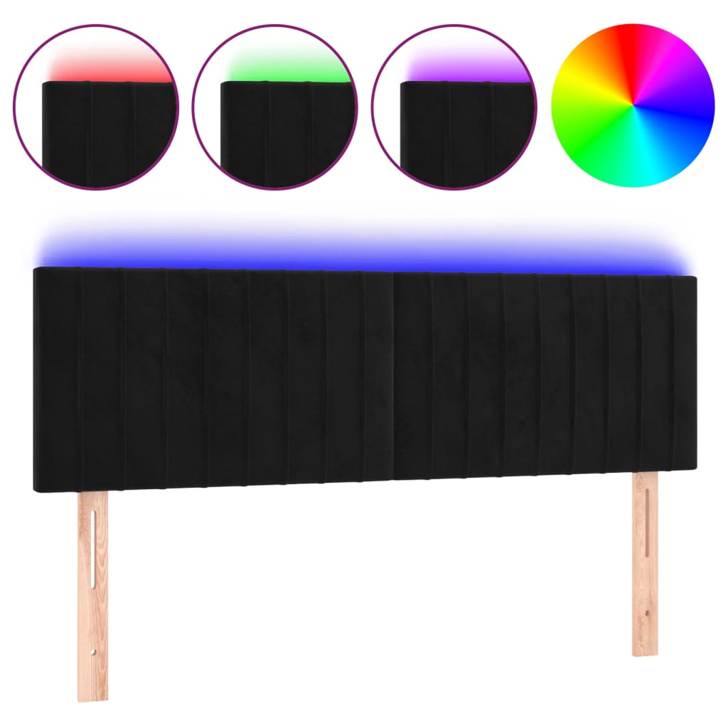 Tête de lit à LED Noir 144x5x78/88 cm Velours - XIOS