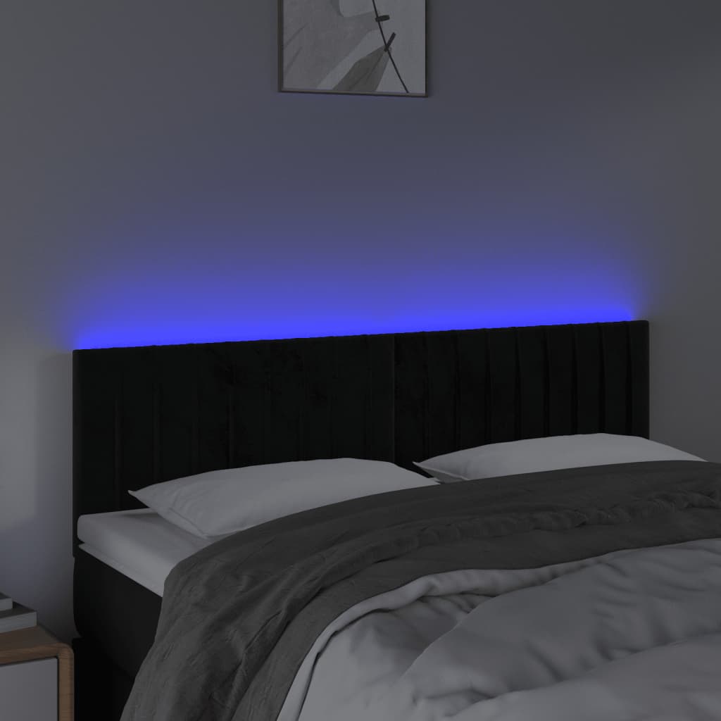 Tête de lit à LED Noir 144x5x78/88 cm Velours - XIOS