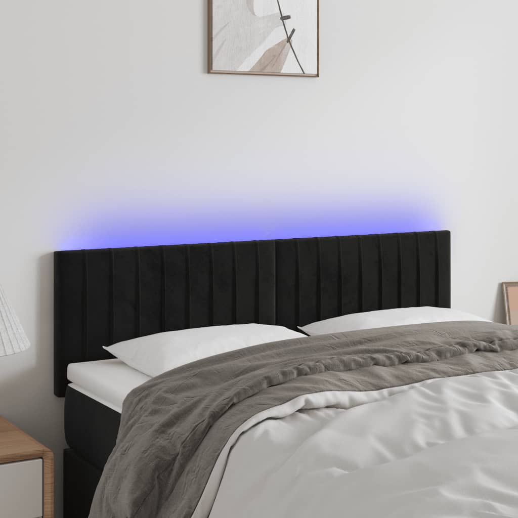 Tête de lit à LED Noir 144x5x78/88 cm Velours - XIOS