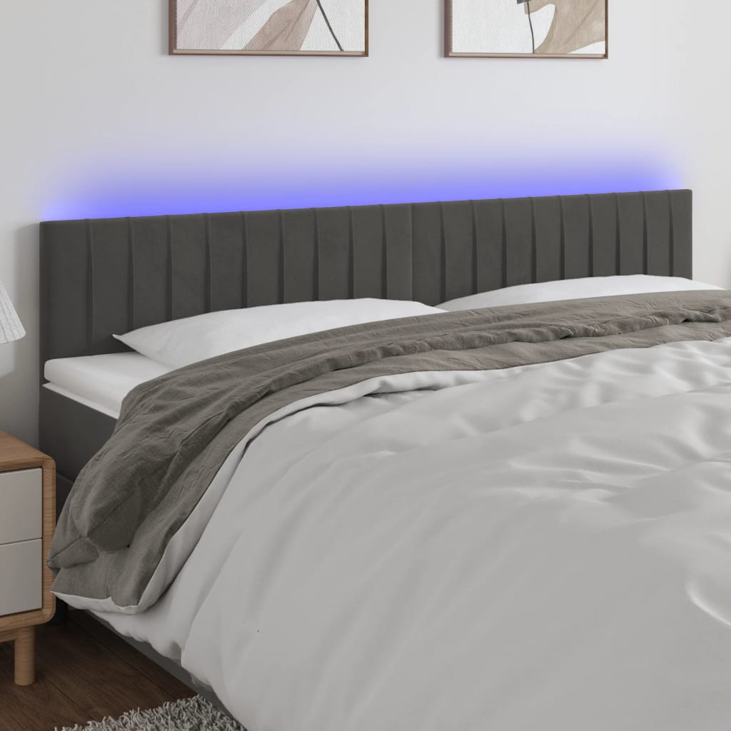Tête de lit à LED Gris foncé 160x5x78/88 cm Velours - XIOS