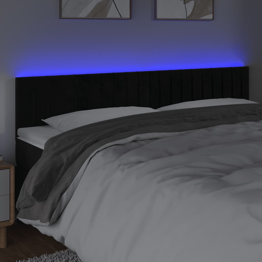 Tête de lit à LED Noir 160x5x78/88 cm Velours - XIOS