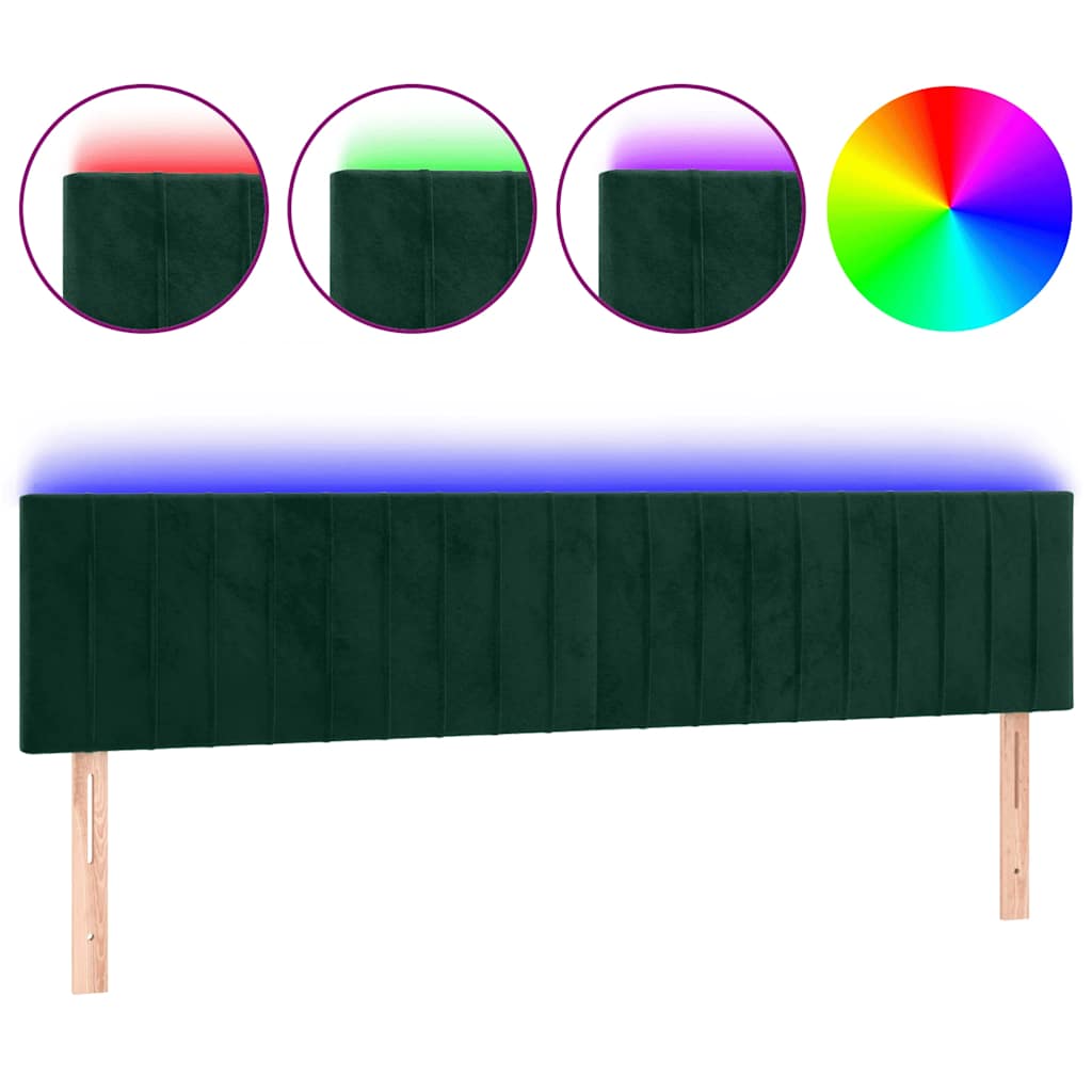 Tête de lit à LED Vert foncé 160x5x78/88 cm Velours - XIOS