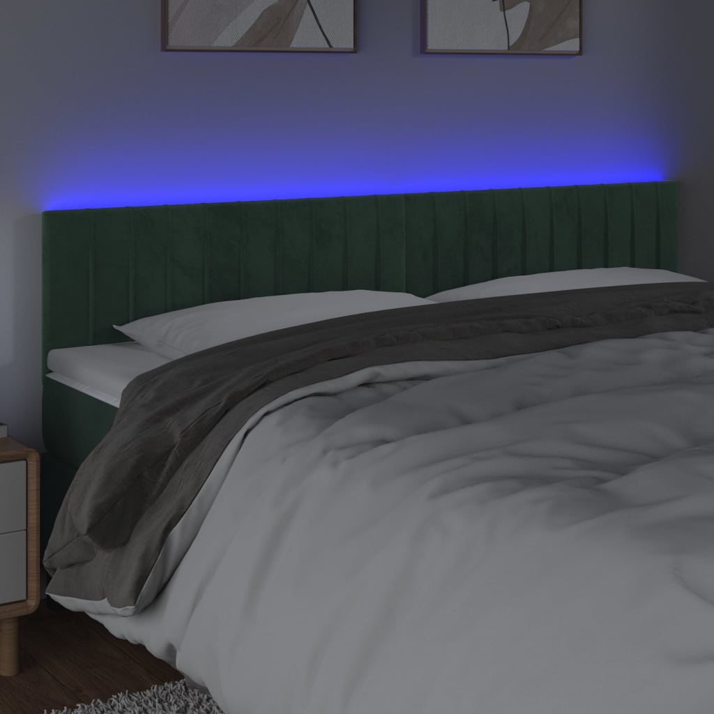 Tête de lit à LED Vert foncé 160x5x78/88 cm Velours - XIOS