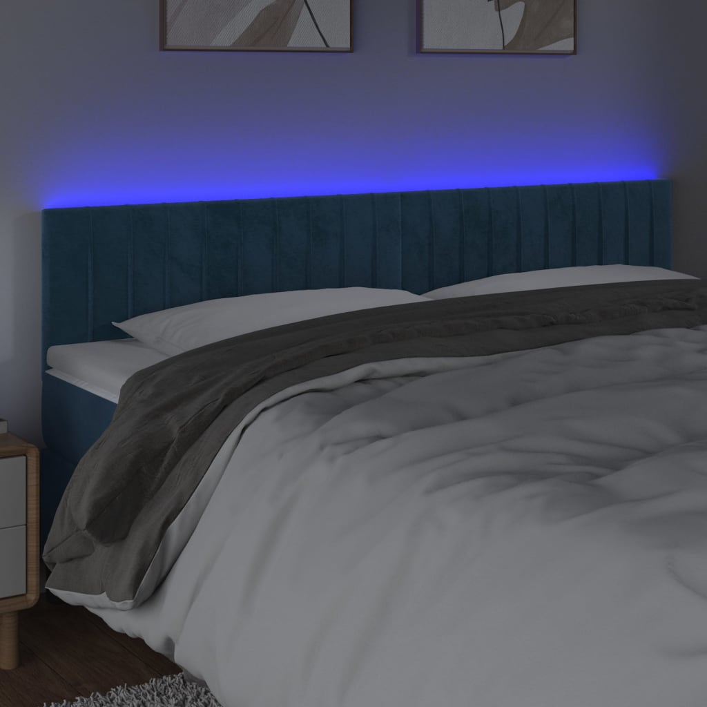 Tête de lit à LED Bleu foncé 160x5x78/88 cm Velours - XIOS