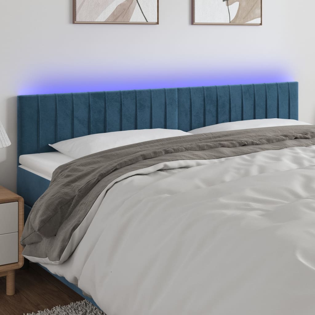 Tête de lit à LED Bleu foncé 160x5x78/88 cm Velours - XIOS