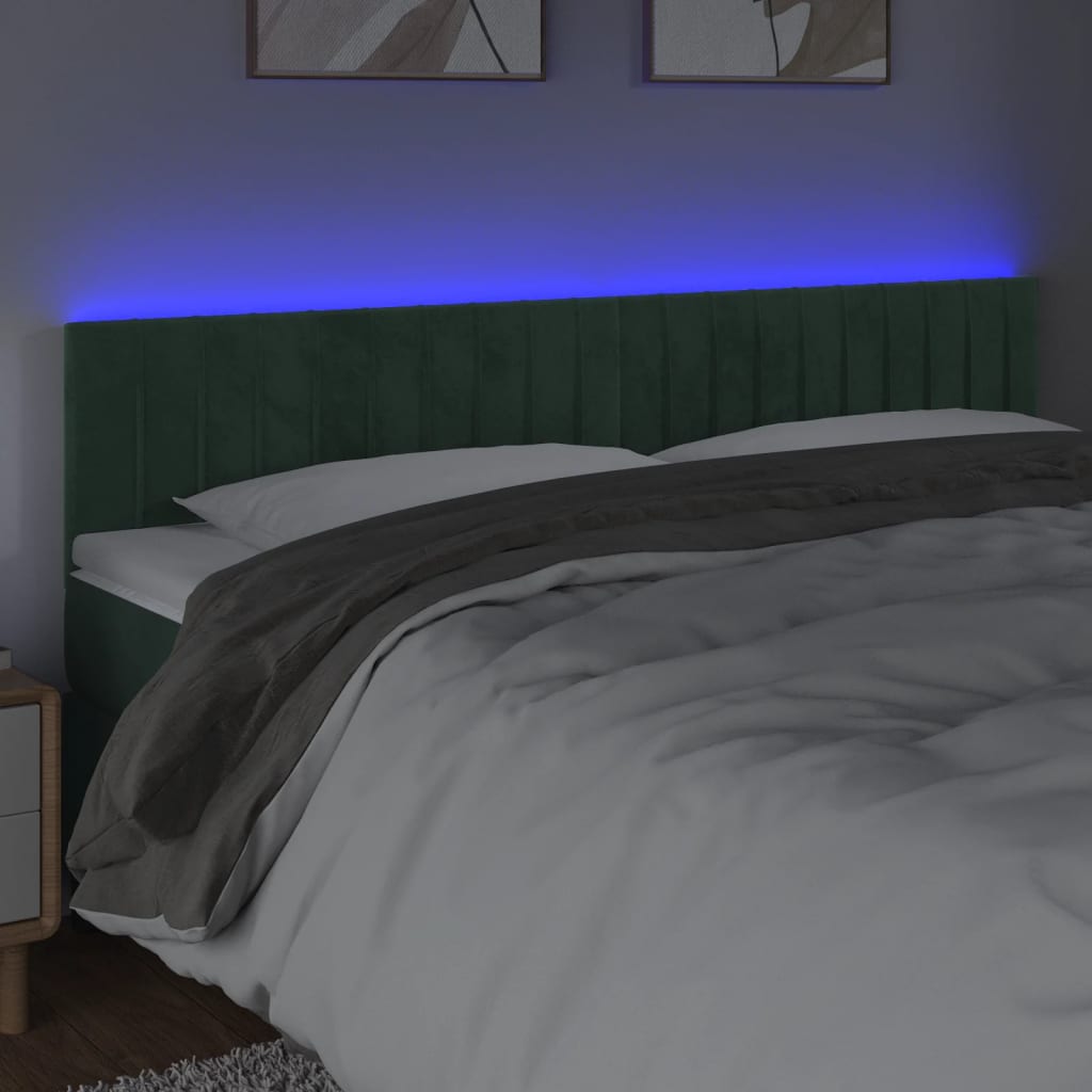 Tête de lit à LED Vert foncé 180x5x78/88 cm Velours - XIOS