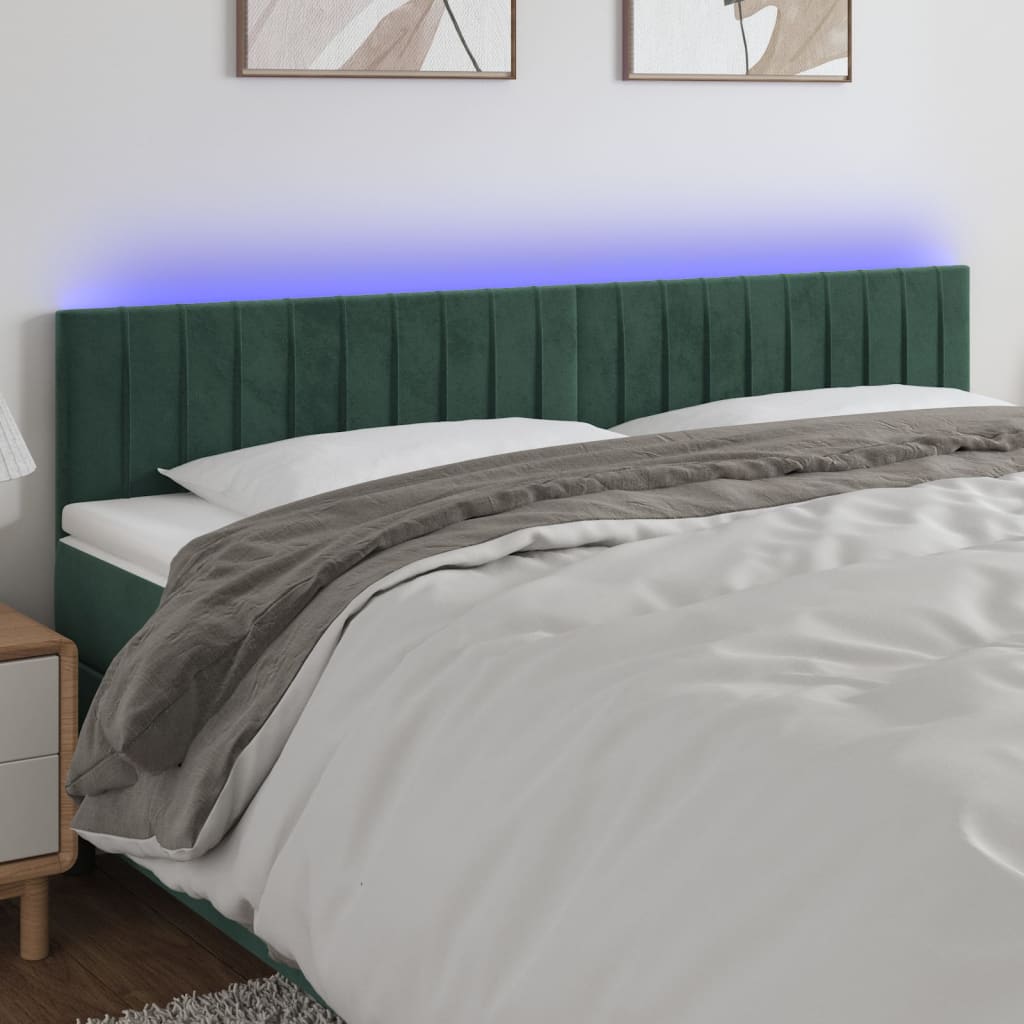Tête de lit à LED Vert foncé 180x5x78/88 cm Velours - XIOS