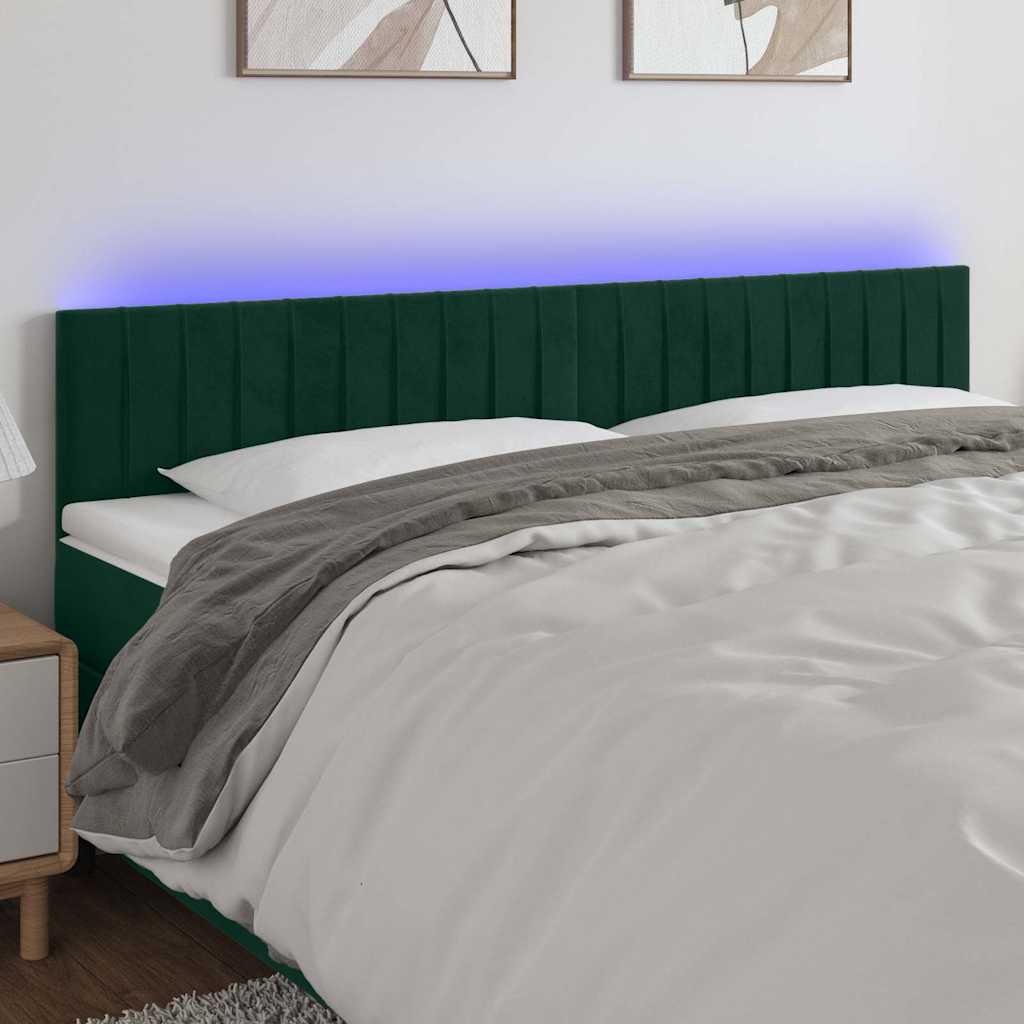 Tête de lit à LED Vert foncé 180x5x78/88 cm Velours - XIOS