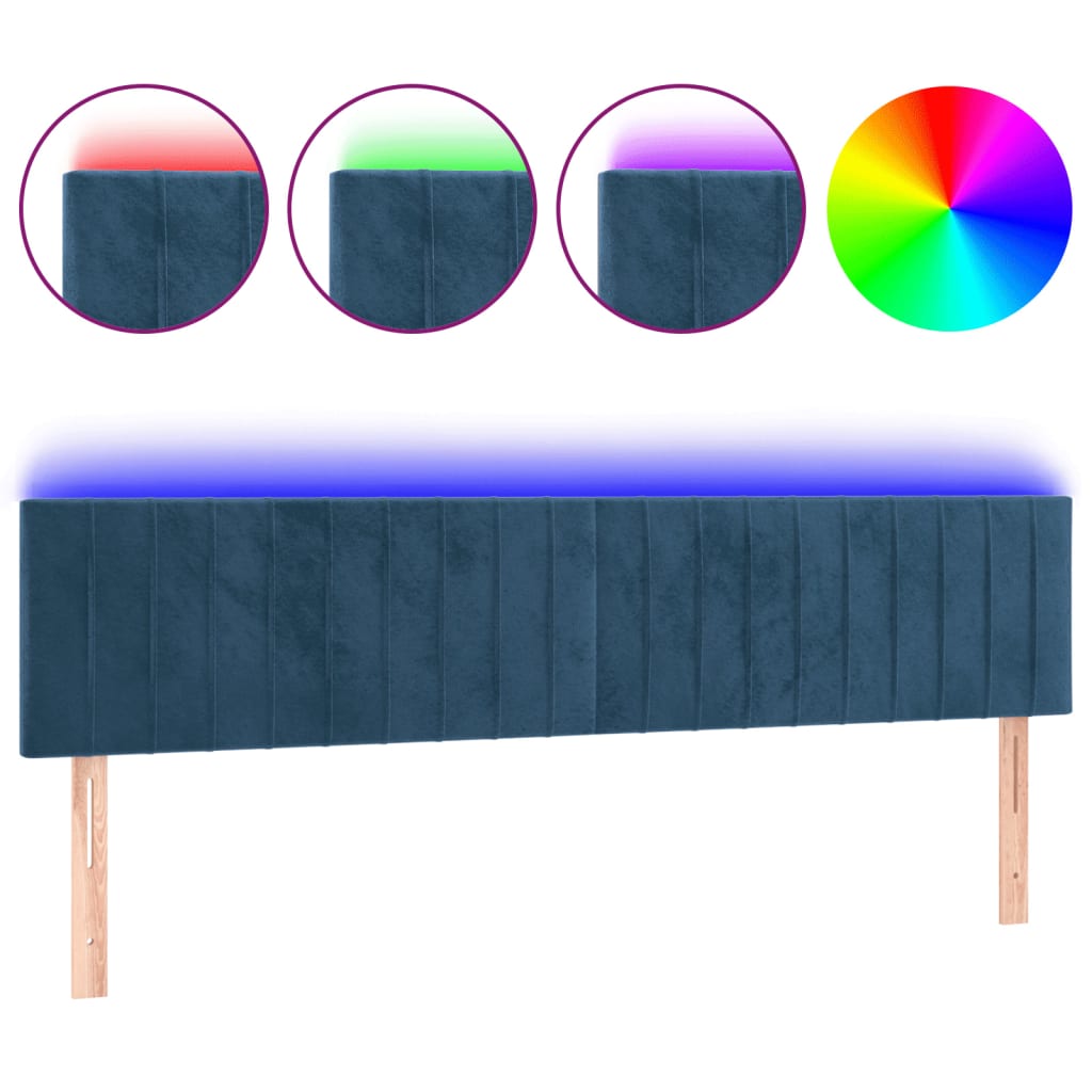 Tête de lit à LED Bleu foncé 180x5x78/88 cm Velours - XIOS