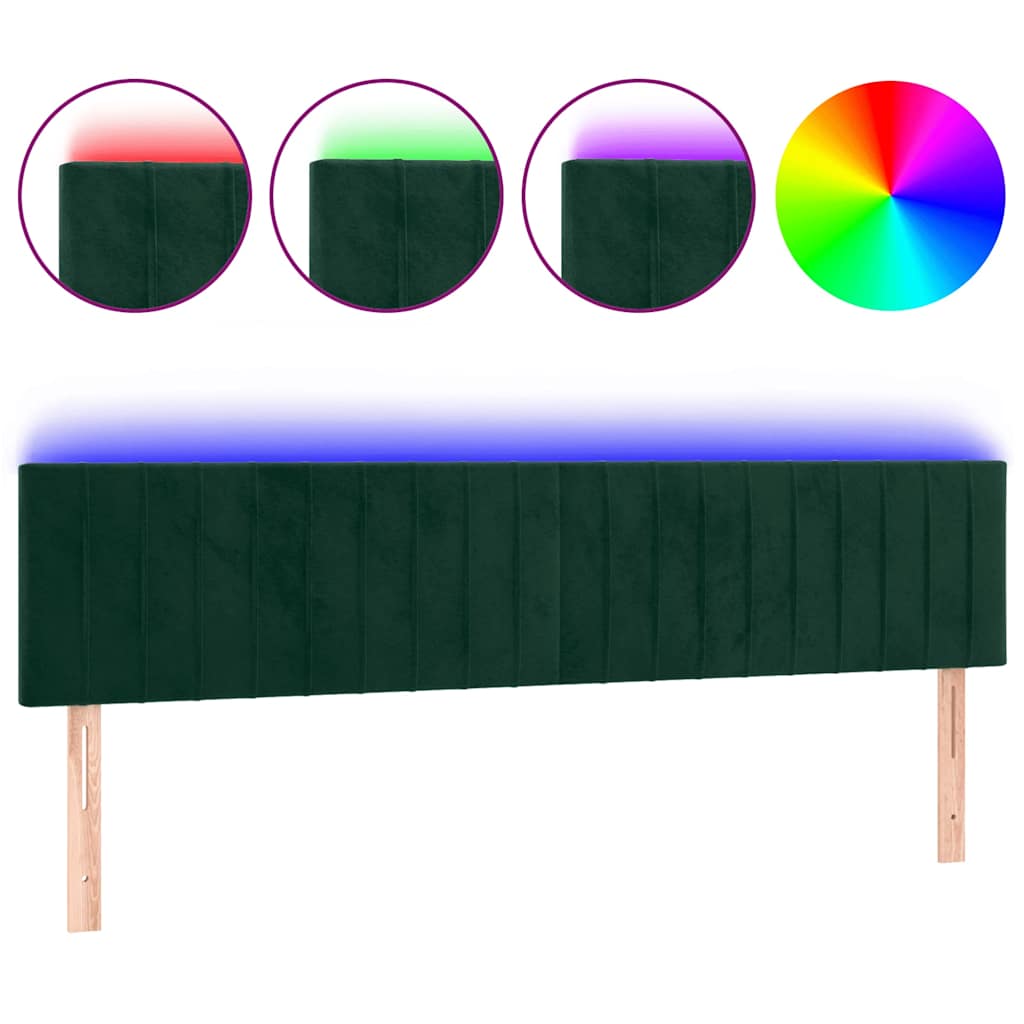 Tête de lit à LED Vert foncé 200x5x78/88 cm Velours - XIOS