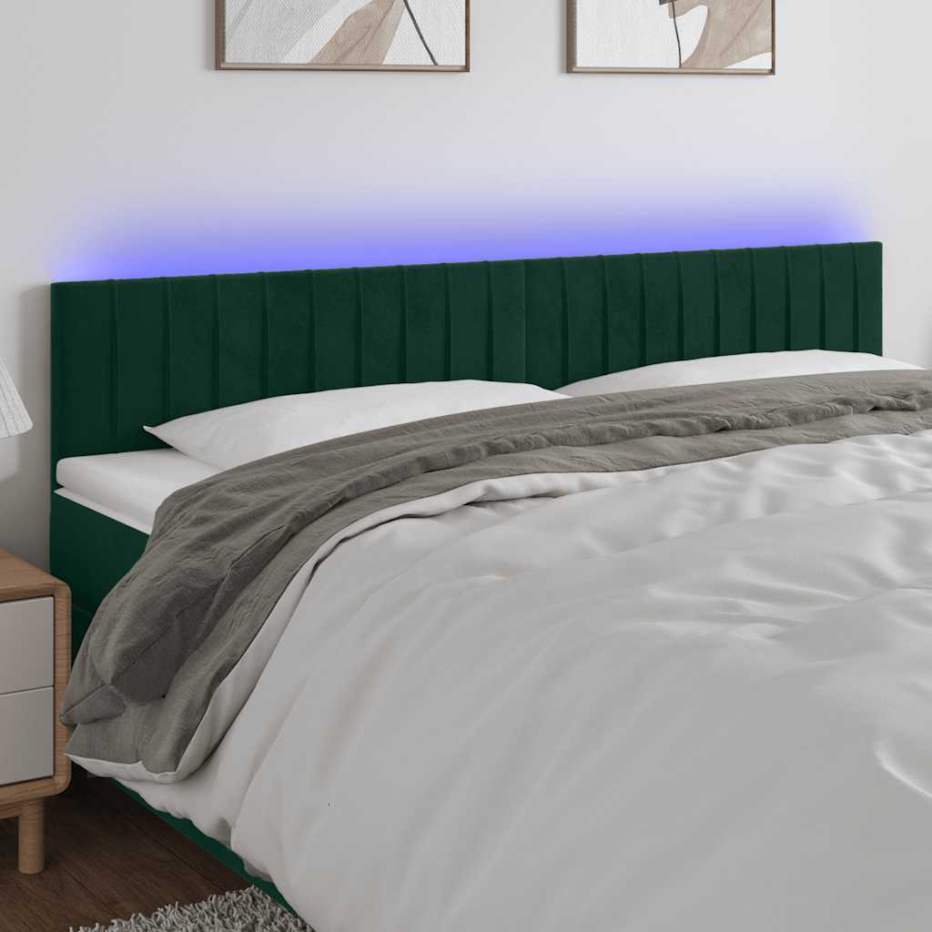 Tête de lit à LED Vert foncé 200x5x78/88 cm Velours - XIOS