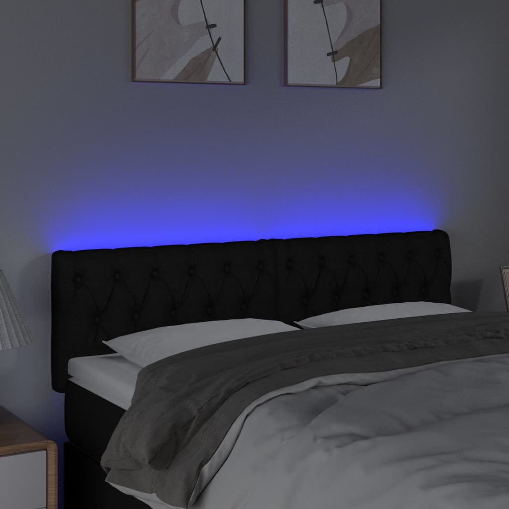 Tête de lit à LED Noir 144x7x78/88 cm Tissu - XIOS
