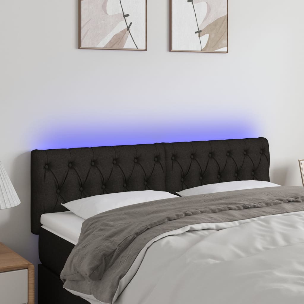 Tête de lit à LED Noir 144x7x78/88 cm Tissu - XIOS