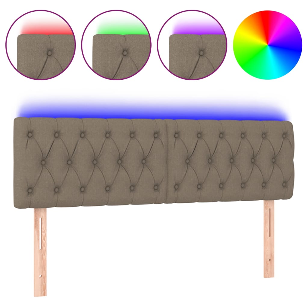 Tête de lit à LED Taupe 144x7x78/88 cm Tissu - XIOS