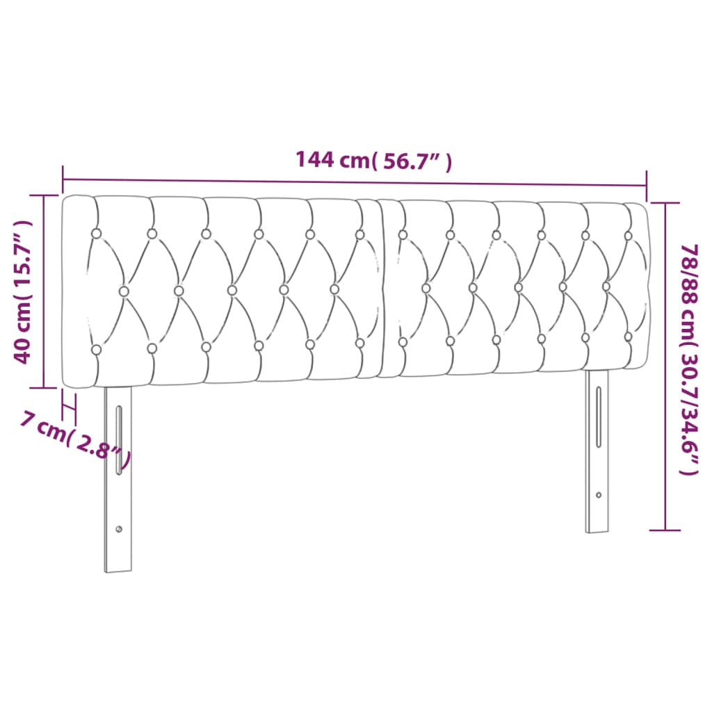 Tête de lit à LED Taupe 144x7x78/88 cm Tissu - XIOS