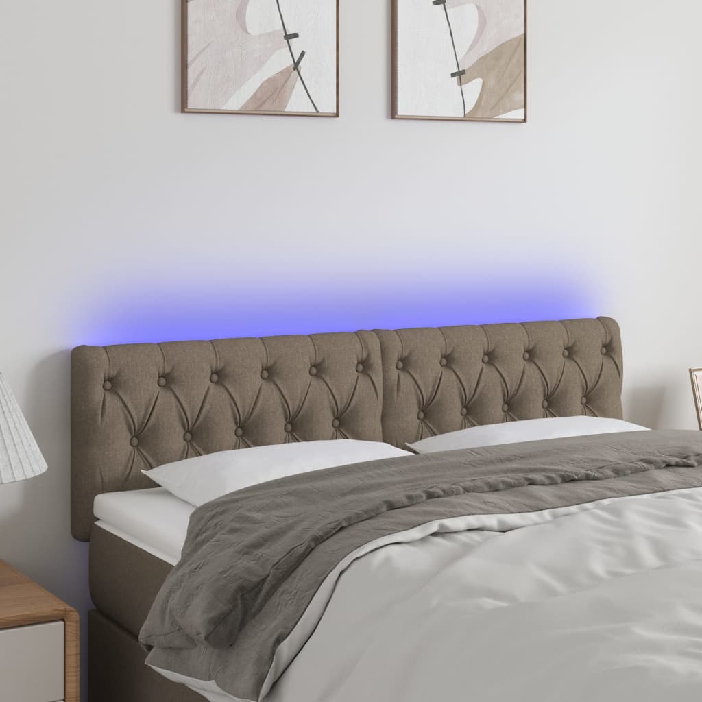 Tête de lit à LED Taupe 144x7x78/88 cm Tissu - XIOS