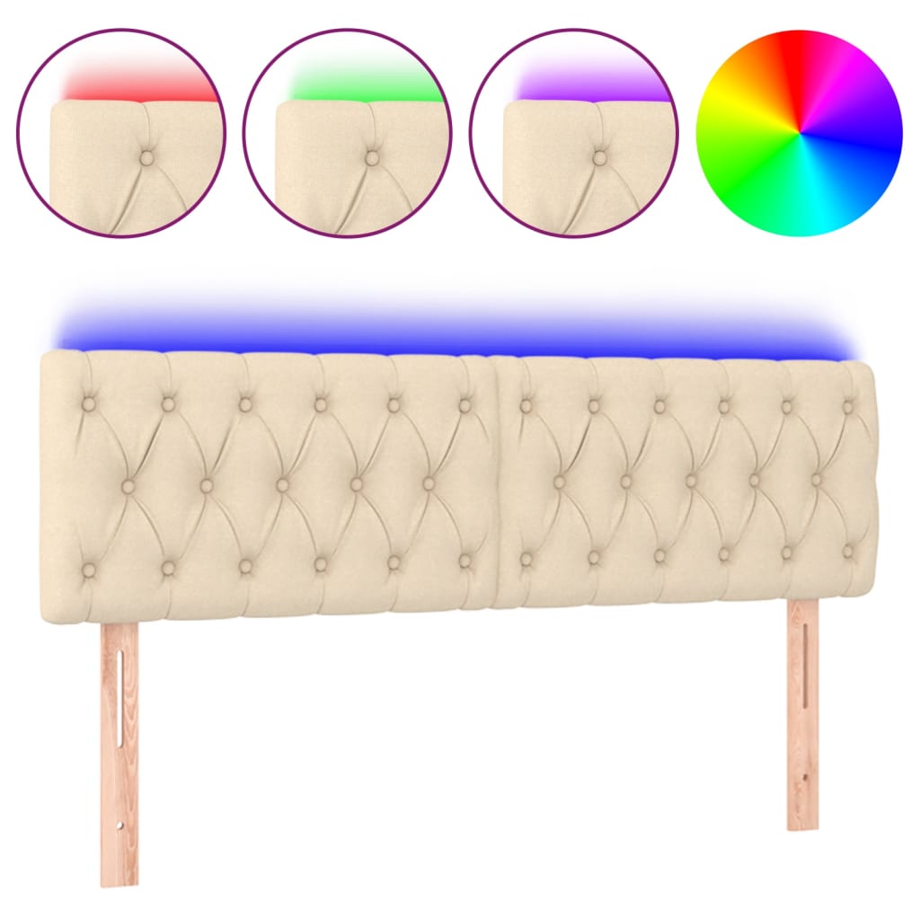Tête de lit à LED Crème 144x7x78/88 cm Tissu - XIOS