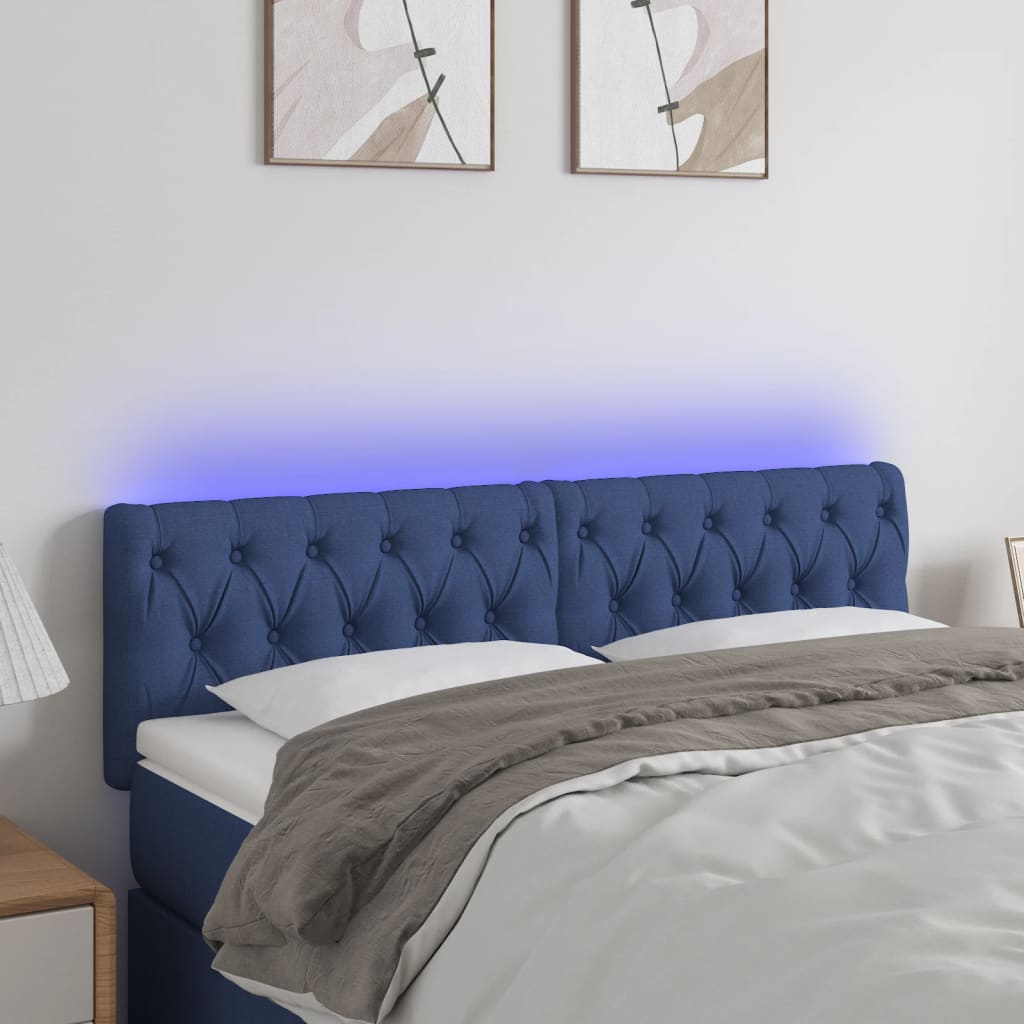 Tête de lit à LED Bleu 144x7x78/88 cm Tissu - XIOS