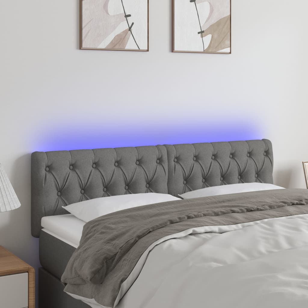 Tête de lit à LED Gris foncé 160x7x78/88 cm Tissu - XIOS