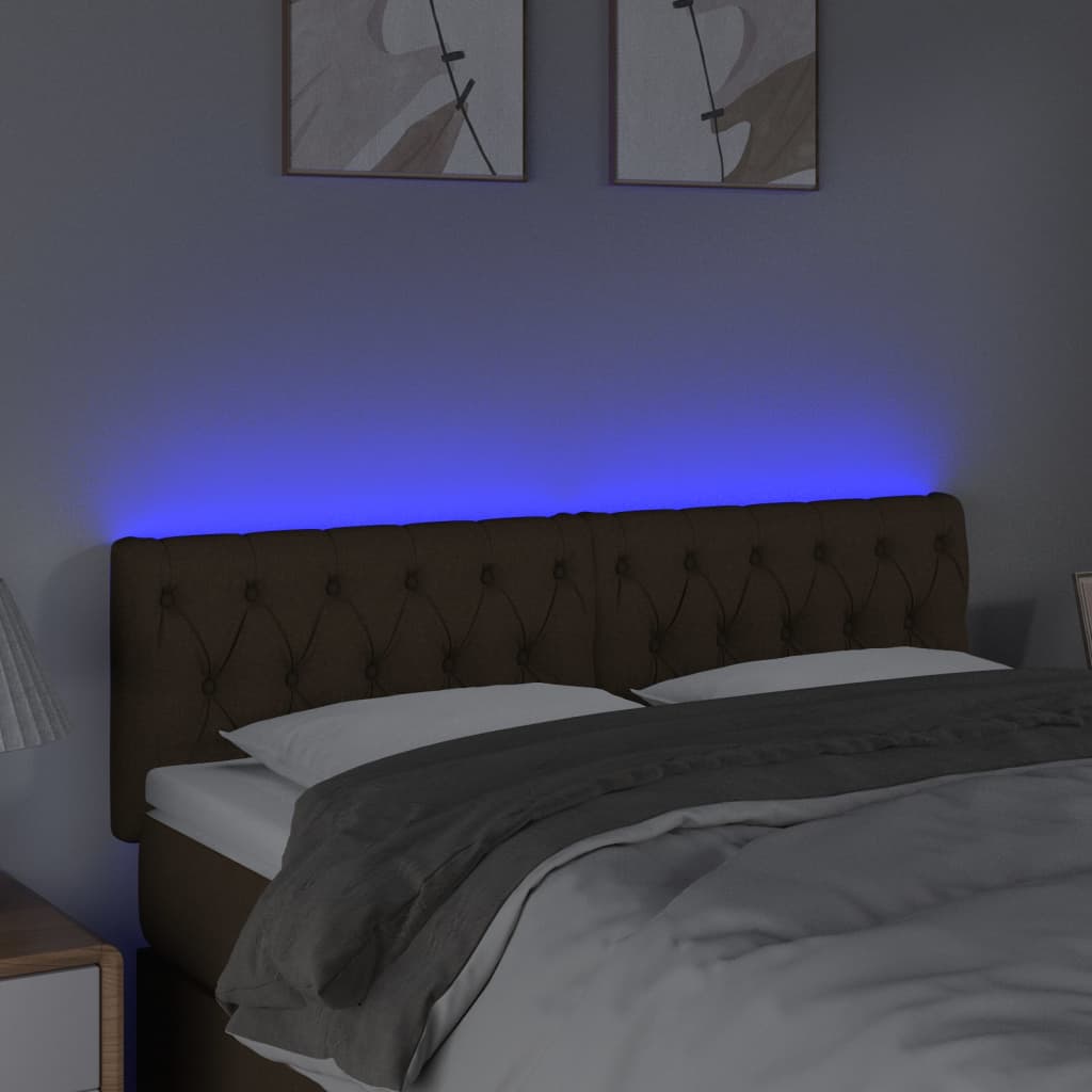 Tête de lit à LED Marron foncé 160x7x78/88 cm Tissu - XIOS
