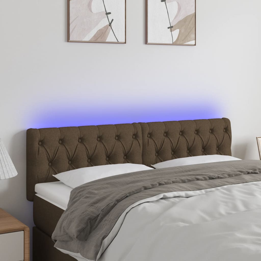 Tête de lit à LED Marron foncé 160x7x78/88 cm Tissu - XIOS