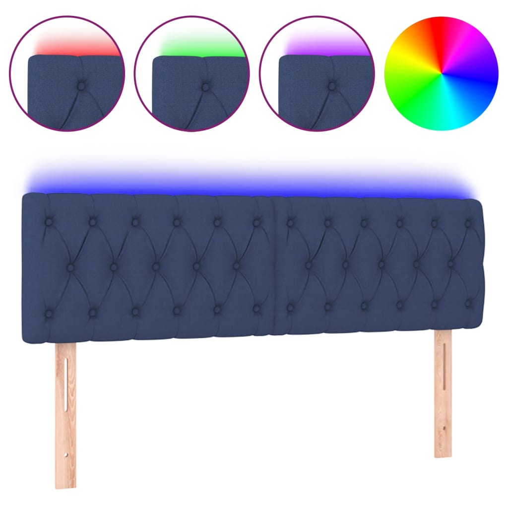 Tête de lit à LED Bleu 160x7x78/88 cm Tissu - XIOS