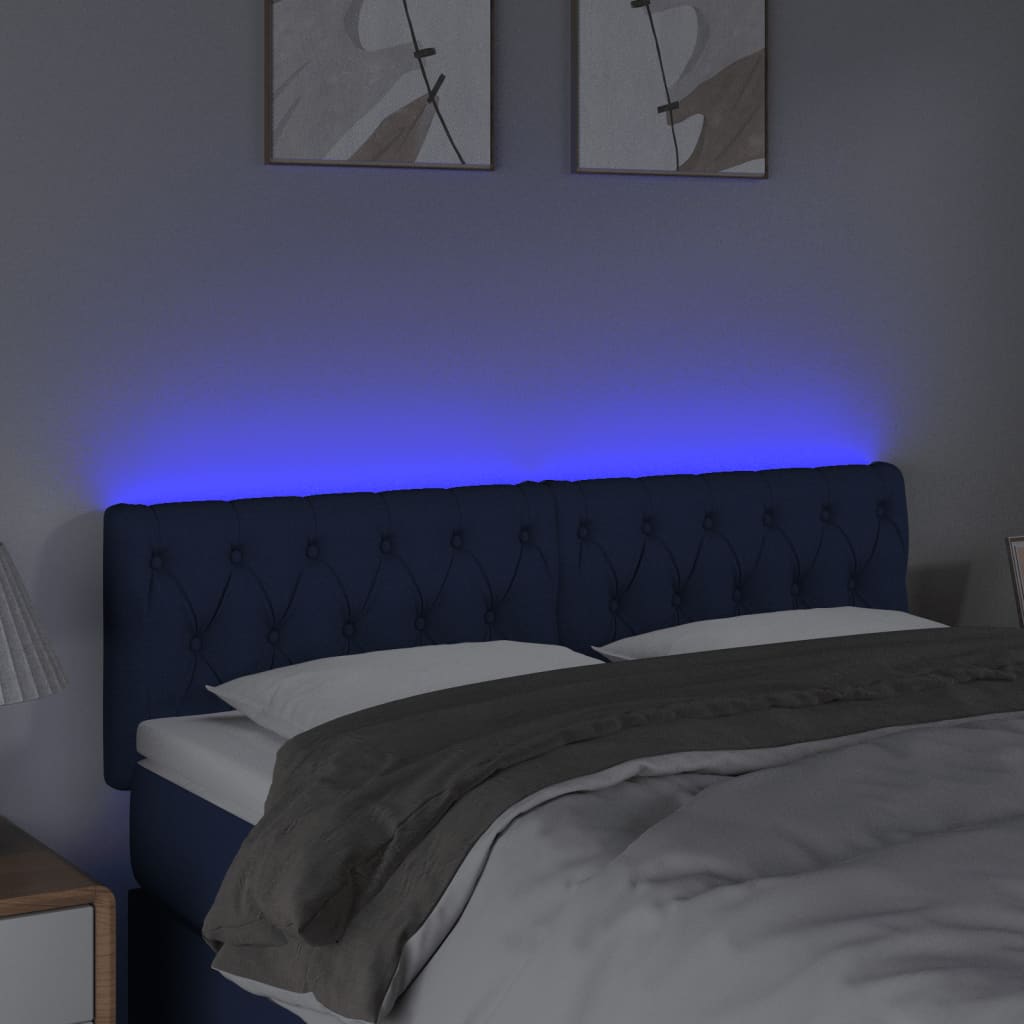Tête de lit à LED Bleu 160x7x78/88 cm Tissu - XIOS