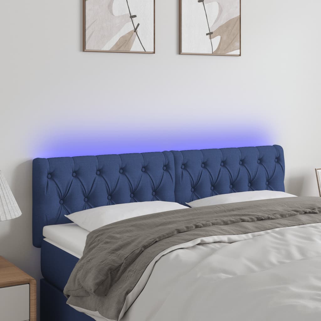 Tête de lit à LED Bleu 160x7x78/88 cm Tissu - XIOS