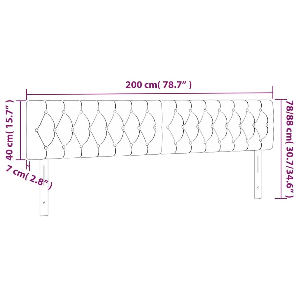 Tête de lit à LED Marron foncé 200x7x78/88 cm Tissu - XIOS