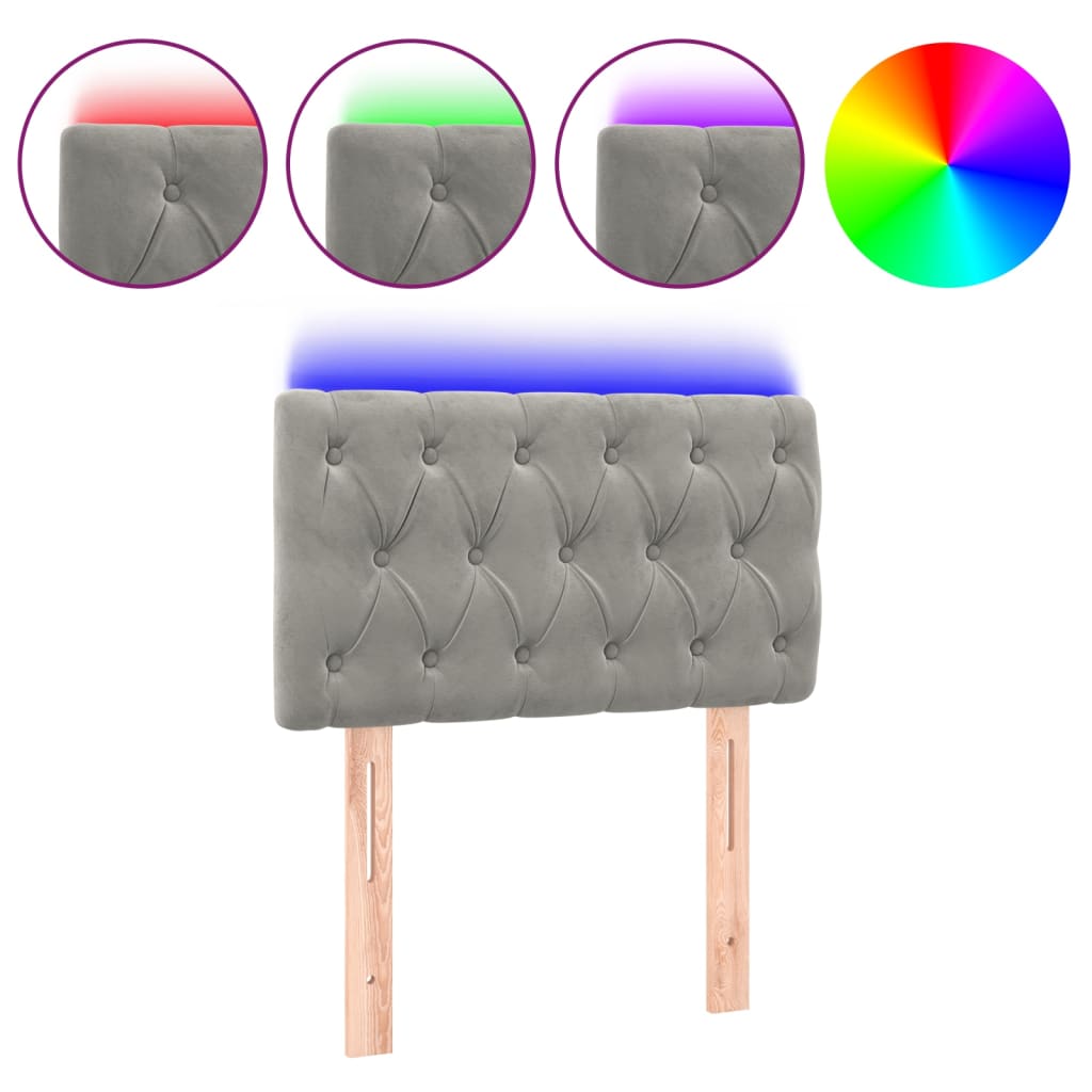Tête de lit à LED Gris clair 80x7x78/88 cm Velours - XIOS