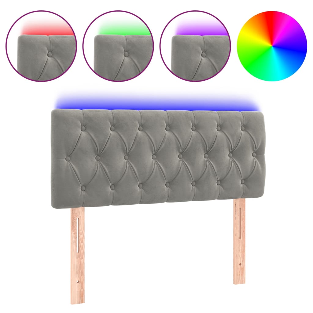 Tête de lit à LED Gris clair 90x7x78/88 cm Velours - XIOS