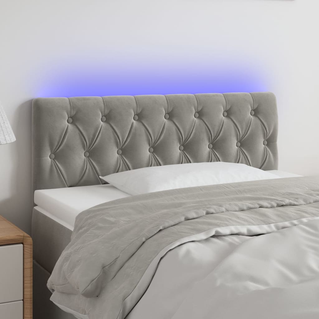 Tête de lit à LED Gris clair 90x7x78/88 cm Velours - XIOS