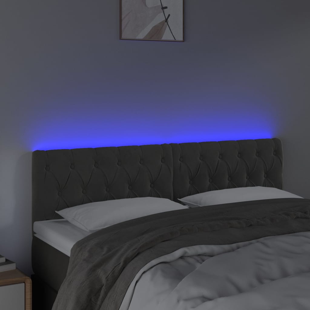 Tête de lit à LED Gris foncé 144x7x78/88 cm Velours - XIOS