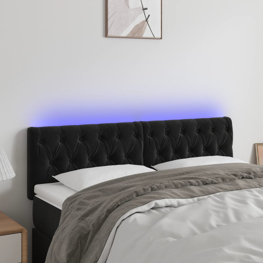 Tête de lit à LED Noir 144x7x78/88 cm Velours - XIOS
