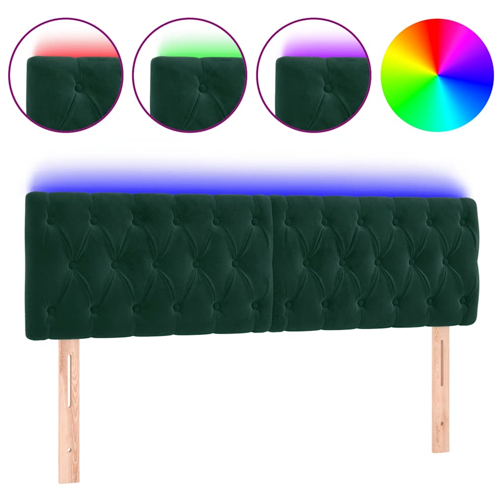 Tête de lit à LED Vert foncé 144x7x78/88 cm Velours - XIOS