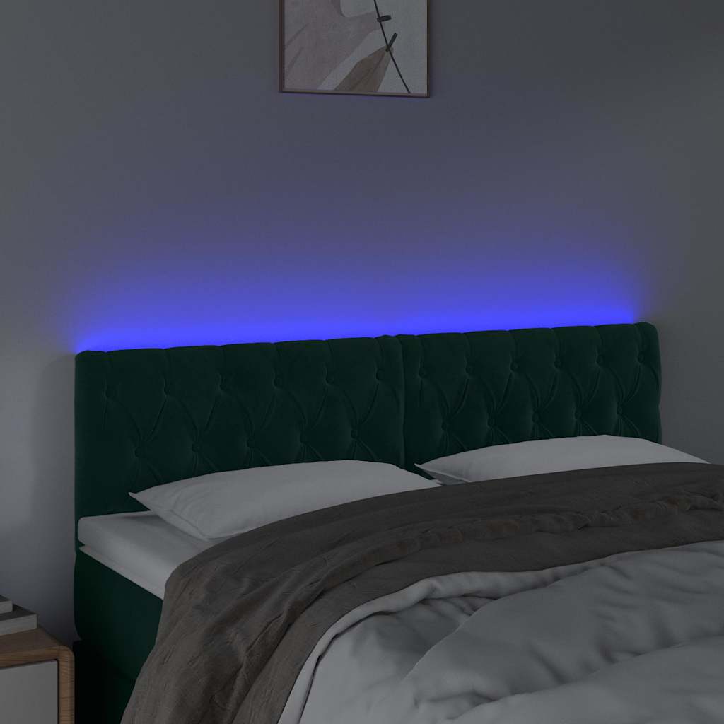 Tête de lit à LED Vert foncé 144x7x78/88 cm Velours - XIOS