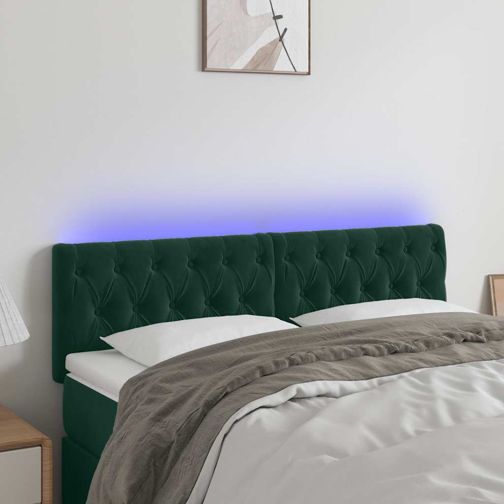 Tête de lit à LED Vert foncé 144x7x78/88 cm Velours - XIOS