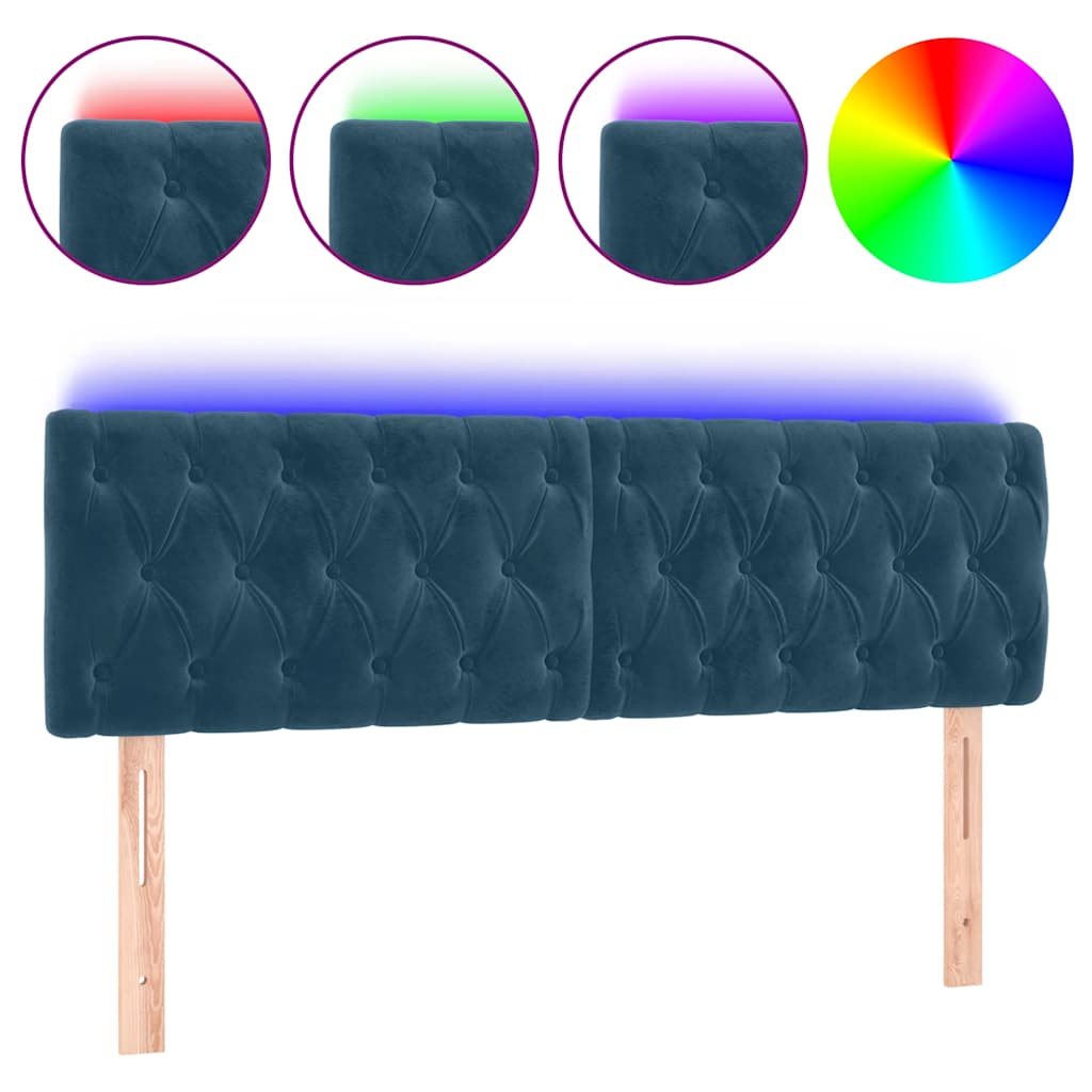 Tête de lit à LED Bleu foncé 144x7x78/88 cm Velours - XIOS