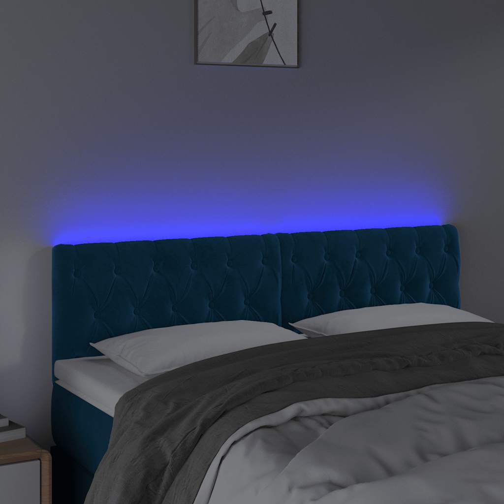 Tête de lit à LED Bleu foncé 144x7x78/88 cm Velours - XIOS