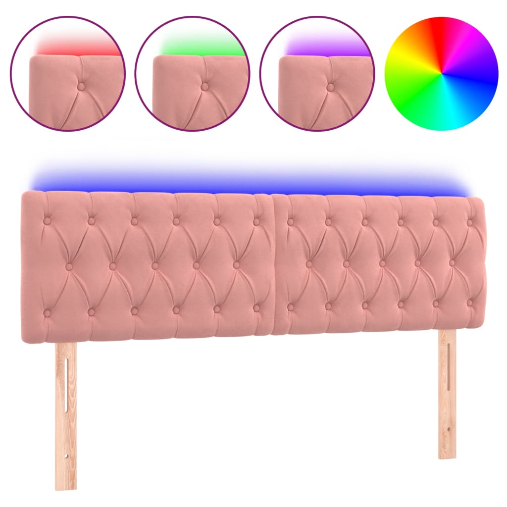 Tête de lit à LED Rose 144x7x78/88 cm Velours - XIOS