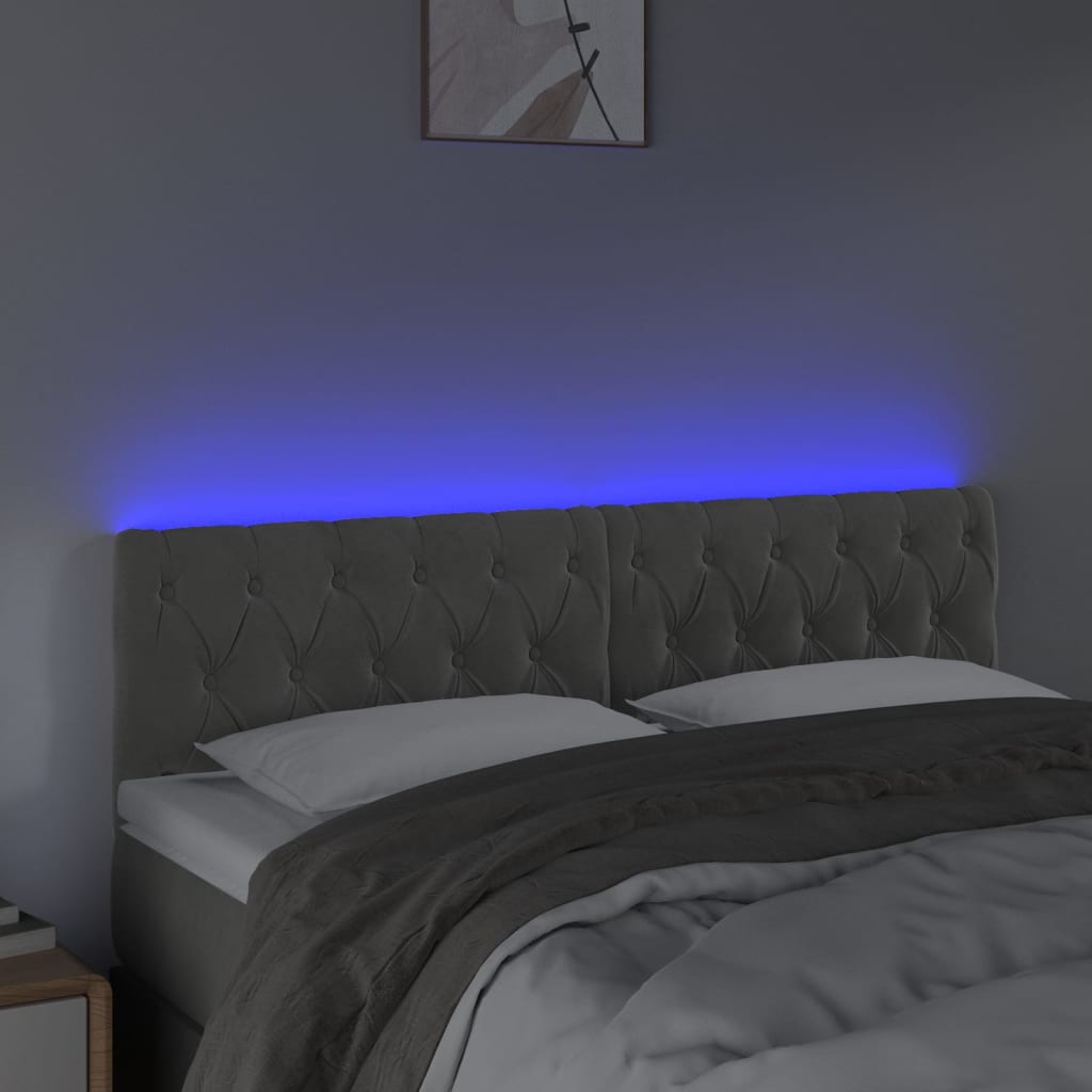 Tête de lit à LED Gris clair 160x7x78/88 cm Velours - XIOS